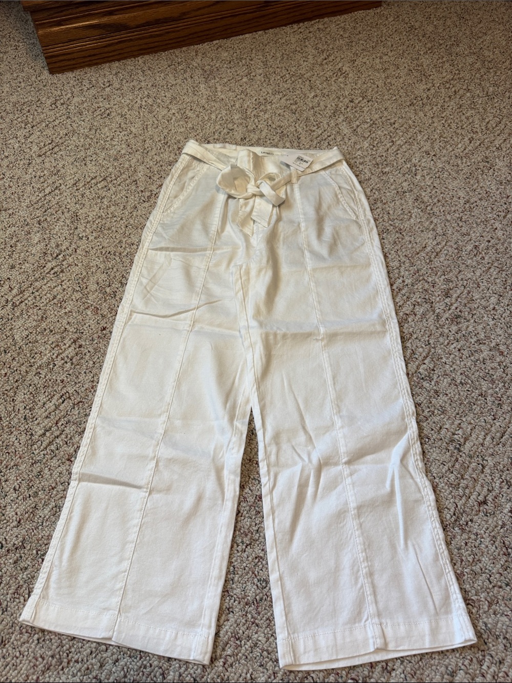 Level 99 White Bette Seamed Tie-Waist Pants